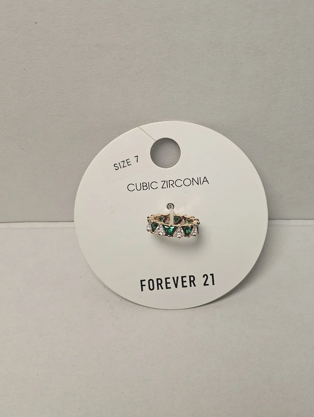 NWT Forever 21 Gold-Tone Ring with Green and Clear Stones
